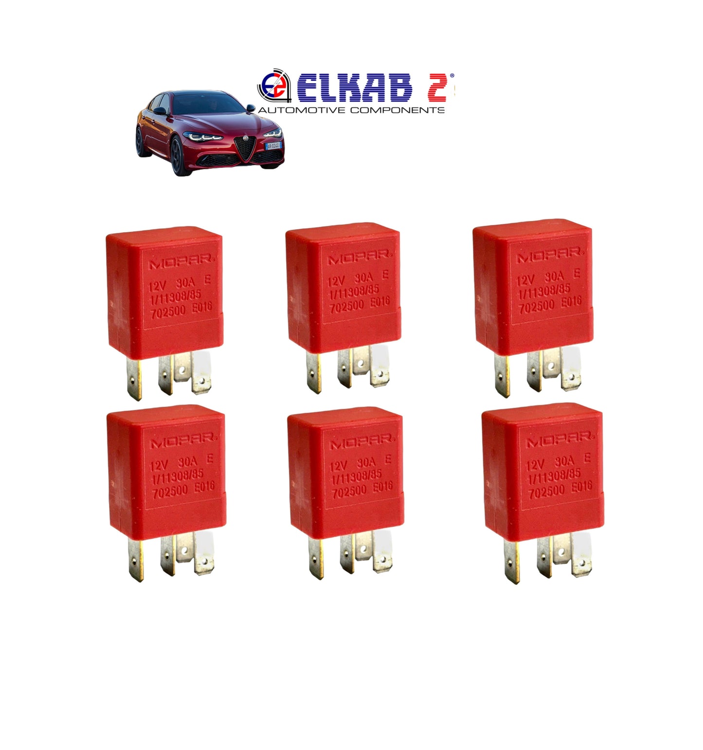 6 RELAY MOPAR 12V 30A ORIGINAL OE 702500 SPECIFIC for ALFA ROMEO GIULIA Mini Relais Relay WaterProof 1/11308/85
