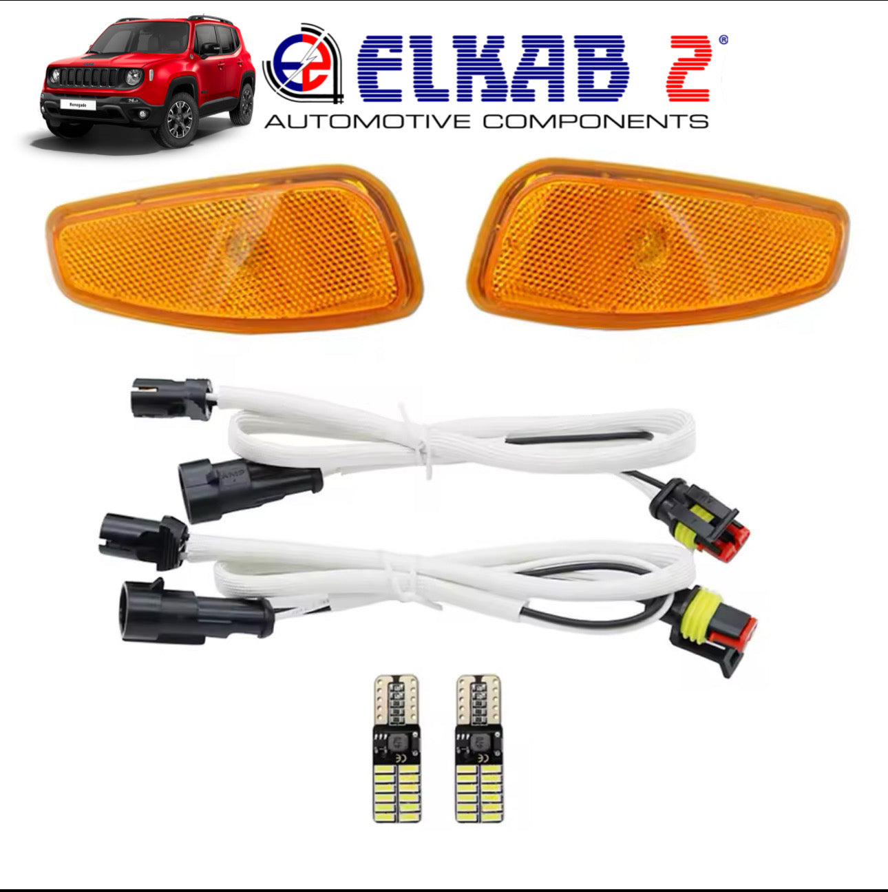 Pair of LED Side Turn Signals Clearance Lights White Amber Jeep Renegade 2014-2023 LED Direction Indicators Headlights