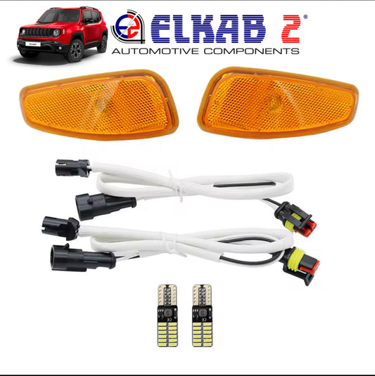 Pair of LED Side Turn Signals Clearance Lights White Amber Jeep Renegade 2014-2023 LED Direction Indicators Headlights