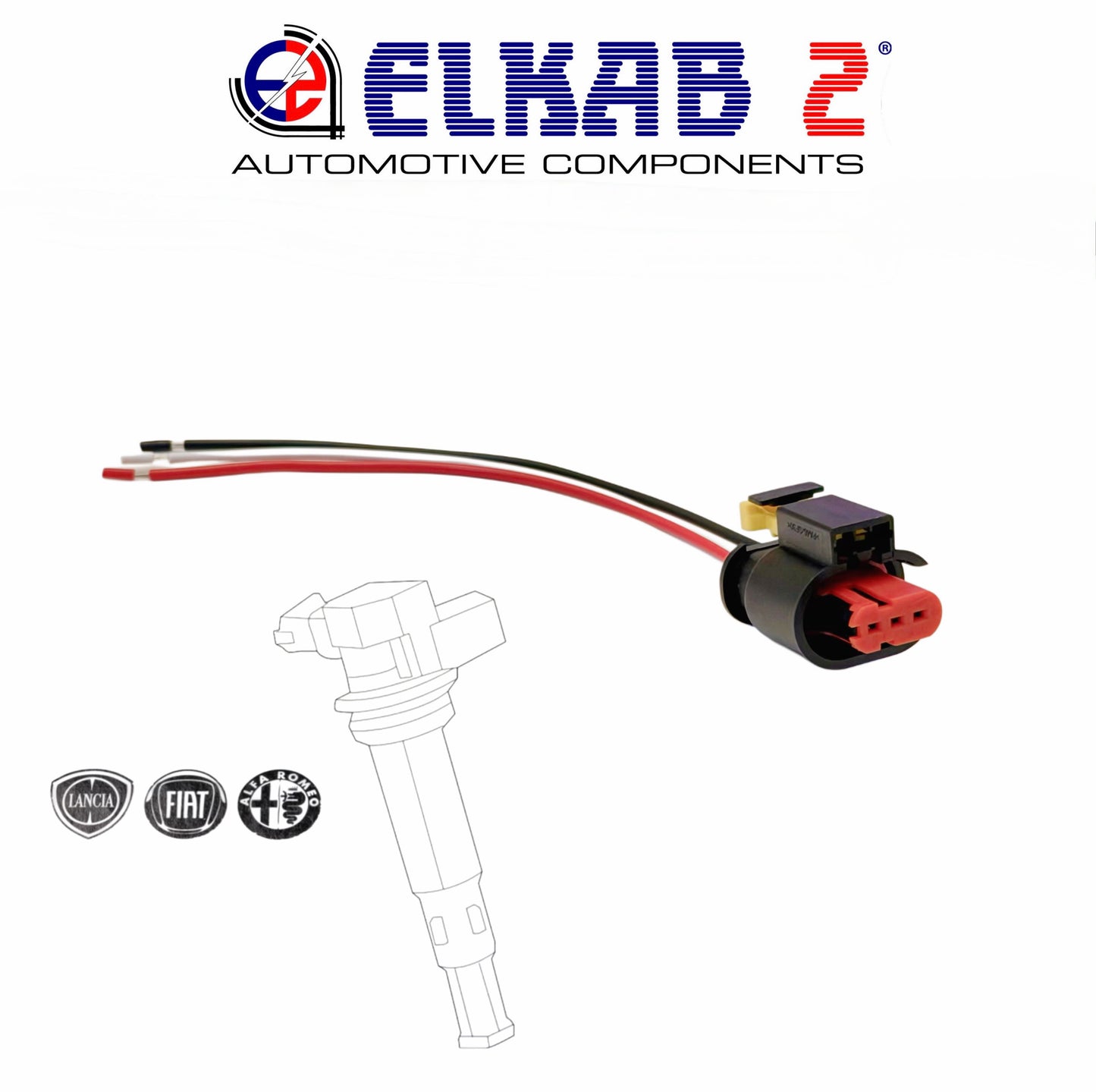 Engine Ignition Coil Connector 1.4 T-Jet Fiat, Alfa, Lancia Wiring Plug OEM 71752816-001 Punto, 500, MiTo, Giulietta, Renegade.