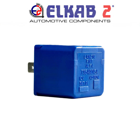 Flasher Relay 12V 42W 92W OEM7573490 Blue Lancia, Fiat, Alfa Romeo, Bianchi Cars ORIGINAL Panda, Punto, 500, Seicento, Y10, 147, 149, Ypsilon, Renault, Peugeot.