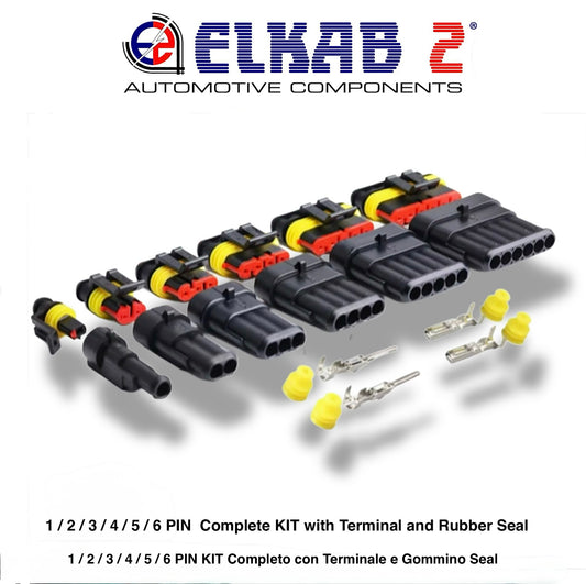 SUPER SEAL Male Female Terminal Connector KIT, TE, TYCO, AMP, from 1 to 6 Way, ORIGINAL Pins