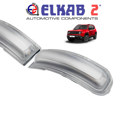 Pair of White LED Mirror Turn Signal Lights for Jeep Renegade 2014-2023 - Direction Indicator Lamps - Instructions Included