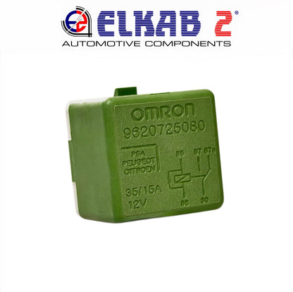 RELÈ PSA Peugeot, Citröen 12V 35/15A OMRON 5 Contatti OEM 9620725080  Verde ORIGINALE.