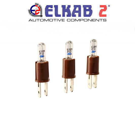 3 All-Glass Light Bulbs with T5 Lamp Holder for Dashboard Warning Lights, Speedometer, Tachometer, Fiat Alfa, Lancia, Tractors, Scooters.