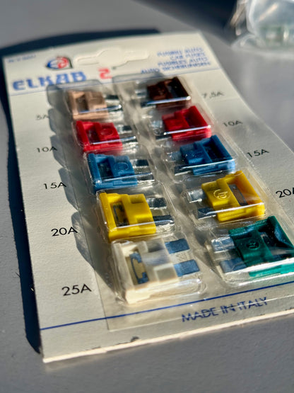 Car Fuse Kit 5A, 7.5A, 10A, 15A, 20A, 25A, 30A Standard Medium Blade Fuses
